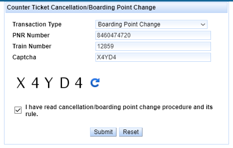 How to Change the Boarding Point through IRCTC Website
